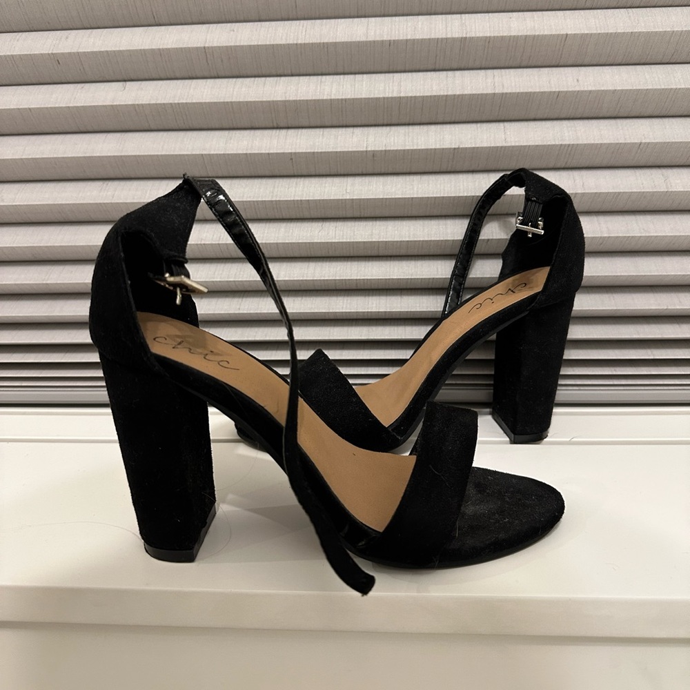 Black strappy heels